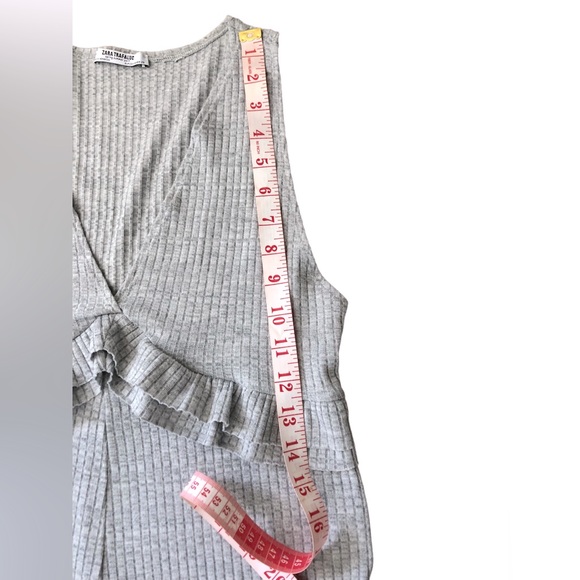 ZARA Trafaluc Grey Ribbed Ruffle Jumpsuit - Picture 7 of 9